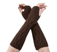 Guantes de invierno genéricos para hombre guantes para brazos más cálidos de moda larga para mujer de punto muñeca invierno sin dedos guantes (Coffee,One Size)