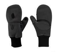 Guantes de invierno para exteriores con forro polar grueso, palma de cuero antideslizante y correa ajustable para senderismo, ciclismo, pesca (negro)