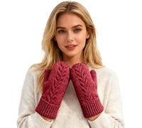 Guantes de invierno para mujer, guantes deportivos, manoplas de invierno, doble capa, de malla gruesa con forro polar al aire libre, como esquí y ciclismo, compatibles con pantallas táctiles
