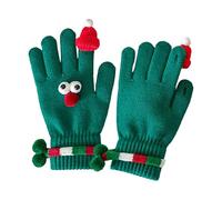 Guantes de invierno sin dedos con pantalla táctil - Tejido polar cálido para hombres y mujeres | Guantes para adultos a prueba de viento con patrón de sombrero - Acrílico rojo verde transpirabl