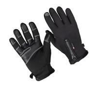 Guantes de Invierno Táctiles, Cuero y Fleece, Negros, para Ciclismo | Resistentes al Viento Frío, Diseño de Dedos Completos, Montañismo y Pesca