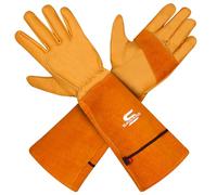 Guantes de jardinería de cuero para hombres/mujeres, protección larga del antebrazo, a prueba de espinas, transpirables, para poda de rosas, guantes de trabajo de seguridad para jardín, guantelete