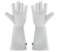 Guantes de jardinería para Mujeres y Hombres, Guantes de poda de Piel Rosa a Prueba de espinillas, Guantes de jardinería con Mangas de Cuero Vacuno Extra largas para jardín y Trabajo en el hogar