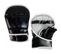 Guantes de kickboxing, palma abierta de medio dedo para sparring, guantes de boxeo ajustables con correa de muñeca, piel sintética transpirable, diseño de absorción de impactos, equipo de