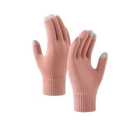 Guantes de lana de punto de moda para hombre y mujer para ciclismo y esquí, fitness, ropa cálida 1920 para mujer (rosa, talla única)