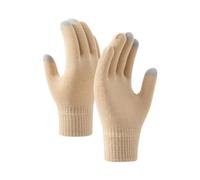 Guantes de lana de punto de moda para hombre y mujer para ciclismo y esquí, fitness, ropa cálida 1920 para mujer (beige, talla única)