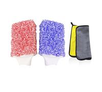 Guantes De Lavado De Autos De 2 Piezas con 1 Toalla De Lavado De Autos, Guantes De Limpieza Súper Absorbentes, Guantes De Microfibra para Lavar Autos, Muebles Y Ventanas