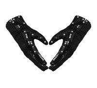 Guantes de Lentejuelas Negro para Mujer Guante de Baile con lentejuelas Brillantes Guantes Clásicos de Baile de Máscaras Guantes Cortos de Baile de Jazz Guantes de Vestir para Cosplay de Halloween