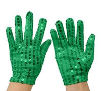 Guantes de lentejuelas para niños y adultos, guantes de concierto de Michael Jackson, guantes brillantes, para bailar, jazz, hip-hop, Halloween, carnaval, cosplay, accesorios de disfraz, verde, Talla
