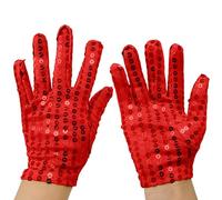 Guantes de lentejuelas para niños y adultos, guantes de concierto de Michael Jackson, guantes brillantes, para bailar, jazz, hip-hop, Halloween, carnaval, cosplay, accesorios de disfraz, rojo, Talla