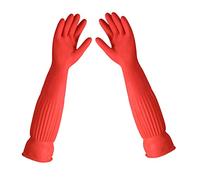 Guantes de Limpieza de Lavavajillas, Largos Guantes de Látex de Goma, Impermeables, Reutilizables - Para Cocina, Jardín, Limpieza (L, 55cm)