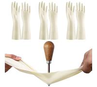Guantes de limpieza gruesos reutilizables para todo tipo de tareas domésticas, guantes de cocina, guantes de lavavajillas, blancos, 3 pares (S)
