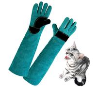 Guantes de manejo de animales, guantes protectores antimordeduras para un control seguro de mascotas, cuero grueso con forro resistente a los cortes, escudo antiespinas para pájaros, gatos, reptiles