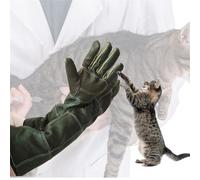 Guantes de manejo de mascotas - Cuero antimordeduras, cobertura extendida del brazo, protector resistente a los cortes, protector grueso de cuero vacuno, uso de seguridad profesional | Guantes de