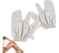 Guantes de masaje de seda cruda, guantes de ducha exfoliantes de seda, guantes de exfoliación corporal profunda, guantes de baño para cuerpo y cara, reutilizables y suaves para la piel (2 PCS)
