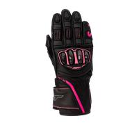 RST S1 Guantes de moto para mujer, negro-rosa, tamaño L