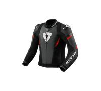 Revit Control Chaqueta de cuero de moto perforada, negro-rojo, tamaño 48 para Hombres