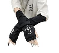 Guantes de mujer Manga de brazo gótica Cool Black Moon Cross Impreso Hip Hop Calentadores de brazo (Cross)