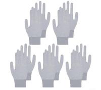 Guantes de nailon con revestimiento de látex, 510 pares con cuentas antideslizantes en la palma para pesca, ciclismo, camping, muñeca elástica para un ajuste seguro (5 pares, gris)