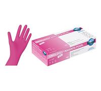 Guantes de nitrilo, color rosa, 100 unidades - Sin polvo - Unigloves Magenta Pearl
