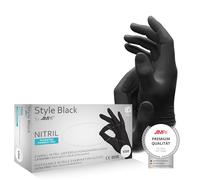 Guantes de nitrilo, negros, 100 unidades/caja, talla M, sin polvo, Style Black de Med-Comfort: Guantes desechables de nitrilo disponibles en tallas XS, S, M, L, XL, XXL…