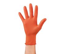 Guantes De Nitrilo Para Trabajo Taller Sin Látex Polvo Naranjas 50Pz - M