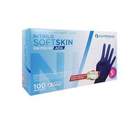 Guantes de nitrilo sin polvo Soft skin sin polvo libre de latex. Talla S 1 ESTUCHE DE 100U .Indicado para uso sanitario Certificado de calidad: ISO 9001