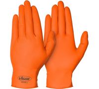 Guantes de nitrilo ViGOR V6436-L 100 unidades I Excelente adherencia, incluso al manipular aceite, grasa, productos químicos y suciedad I Guantes para pantallas táctiles I Color: naranja (L)