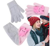 Guantes de pareja tomados de la mano - Mitones de pareja de felpa cálidos de invierno | Love Holding Hands Calentadores de manos para clima frío | Guantes divertidos para parejas con pantalla táctil