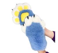 Guantes de pata de gato con temática de anime, para fiestas, bailes de máscaras, fotografía, accesorios suaves para disfraz, Azul Y Blanco, Talla única