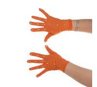 Guantes de patinaje artístico con tela de malla de poliéster y elastano, detalles de diamantes de imitación termoestables y construcción lavable a máquina para un uso constante (naranja)