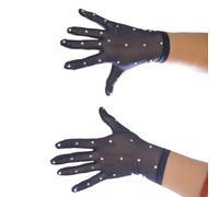 Guantes de patinaje artístico de malla transpirable de alta elasticidad con forro interior suave y diamantes de imitación termoestables para entrenamiento diario y eventos (azul marino)