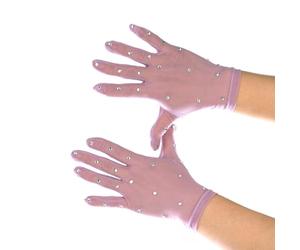 Guantes de patinaje artístico diseñados para libertad de movimiento con tela de malla elástica, forro orientado a la comodidad y diamantes de imitación termoestables resistentes a la decoloración