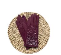 Guantes de Patinaje ArtíStico Guantes de patinaje sobre hielo Diamantes Invierno Pantalla táctil A prueba viento Manoplas con dedos completos Mujeres cálidas(Purple)