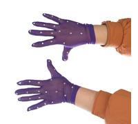 Guantes de patinaje artístico, talla única, guantes de patinaje sobre hielo con diamantes de imitación, calidez de malla de alta elasticidad, acabado brillante, para mujeres y niñas (violeta)