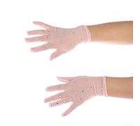 Guantes de patinaje artístico transpirables con tela de malla de alta elasticidad, forro interior suave y diamantes de imitación termoestables aplicados con precisión (rosa claro)