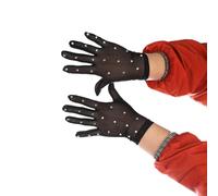 Guantes de patinaje artístico transpirables de malla de alta elasticidad termoestables con diamantes de imitación lavables a máquina, poliéster y elastano, ajuste cómodo, forro suave, para mujeres y