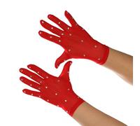 Guantes de patinaje ligeros con composición de poliéster y elastano y detalles de diamantes de imitación termoestables para uso diario y eventos (rojo)