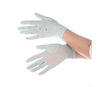 Guantes de patinaje transpirables con elasticidad de poliéster y elastano y diamantes de imitación termoestables para práctica y competición (azul claro)