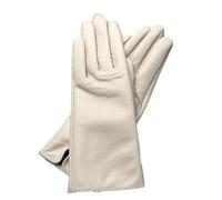 Guantes de piel auténtica para mujer, color azul claro, con forro de rayón fino, edición recta, guantes de piel de oveja sólida, Marfil, L
