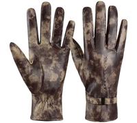 Guantes De Piel Calientes Piel De Oveja Sintética Cálida De Invierno Para Mujer, Con Hebilla De Metal, A La Moda, Color Liso, Caja De Regalo - Flor De Mármol - L