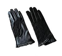Guantes de piel de oveja auténtica para mujer, de encaje, delgados, sin forro, para pantalla táctil, mensajes de texto, verano, al aire libre, conducción, Pantalla táctil1, 6 12