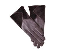 Guantes de piel de oveja auténtica para mujer, gruesos, cálidos, térmicos, con forro polar, para conducir, marrón oscuro, 6 12