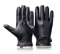Guantes de piel de oveja de invierno para hombre de Grdnpro, guantes de vestir para conducir en motocicleta con forro térmico de cachemira, aptos para pantalla táctil, Negro, L