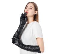 Guantes de Piel de Oveja para Mujer de Invierno, Mitones de Cuero para Mujer, Estilo Largo para Mujer, Manga p