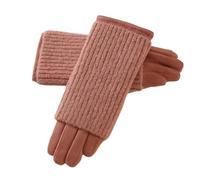 Guantes De Piel Mujer Juego doble de guantes invierno for mujer, for escribir, con teclado, for mantener el calor y la pantalla táctil, no se hinchan, punto gamuza, suaves sólidos(Pink)