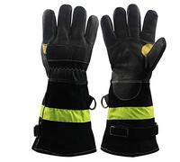 Guantes de piel resistentes al calor, al fuego, al agua y al calor, con correa reflectante, resistentes al fuego, guantes de trabajo pesados