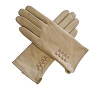 Guantes de piel suave auténtica para mujer, totalmente forrados en caja de regalo, beige, L 19,5 cm