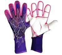 Guantes de Portero de Fútbol, Guantes de Fútbol para Niños con Textura de Goma 3D, Diseño de Guardia de Muñeca para Niños, Niñas y Entrenamiento Junior y Juegos Tamaño 5/6/7/8/9/10 Purple