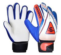 Guantes de portero de fútbol para niños, niños, jóvenes, adultos, portero, protección para porteros, guantes de apoyo para los dedos, muñeca junior, adecuado para 13 a 15 años, azul y blanco)